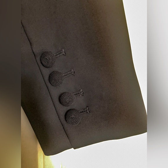 Self-Portrait Tailored Crepe and Chiffon Midi Dress in Black - Picture 12 of 16